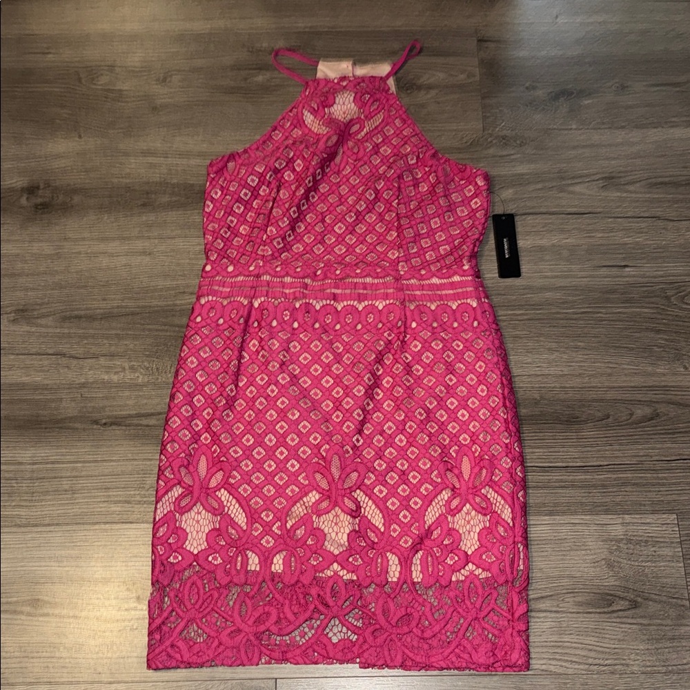 Lulu's Fuchsia Lace Mini Dress